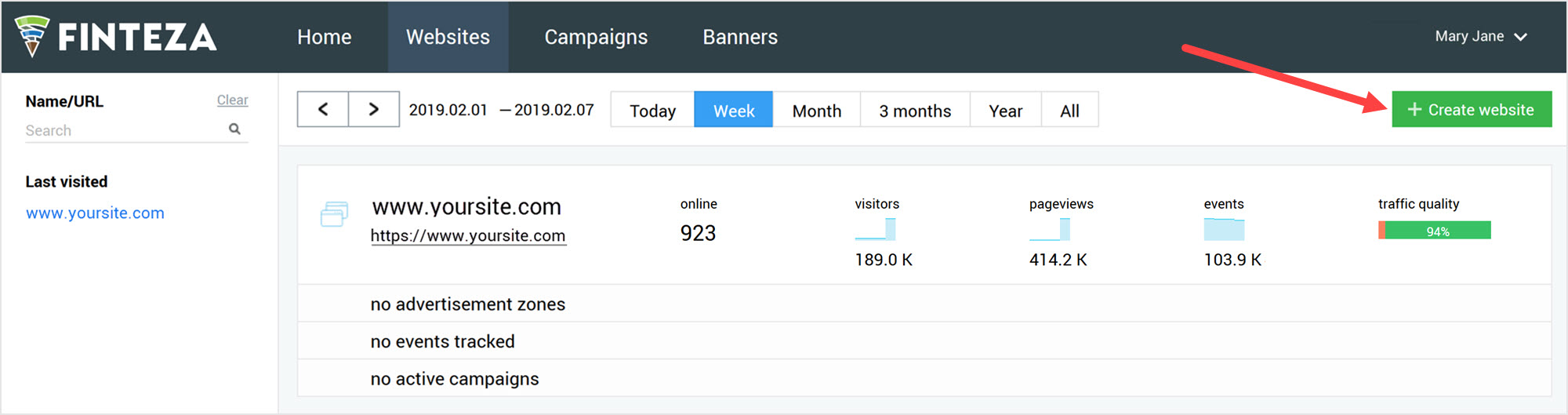 Jak se zaregistrovat a přidat další web ve Finteze a nastavit pro něj analytiku