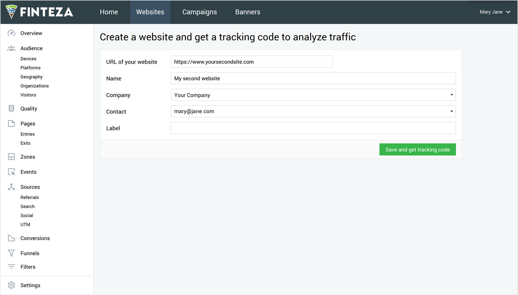 Fill in all the form fields to add a site to the system