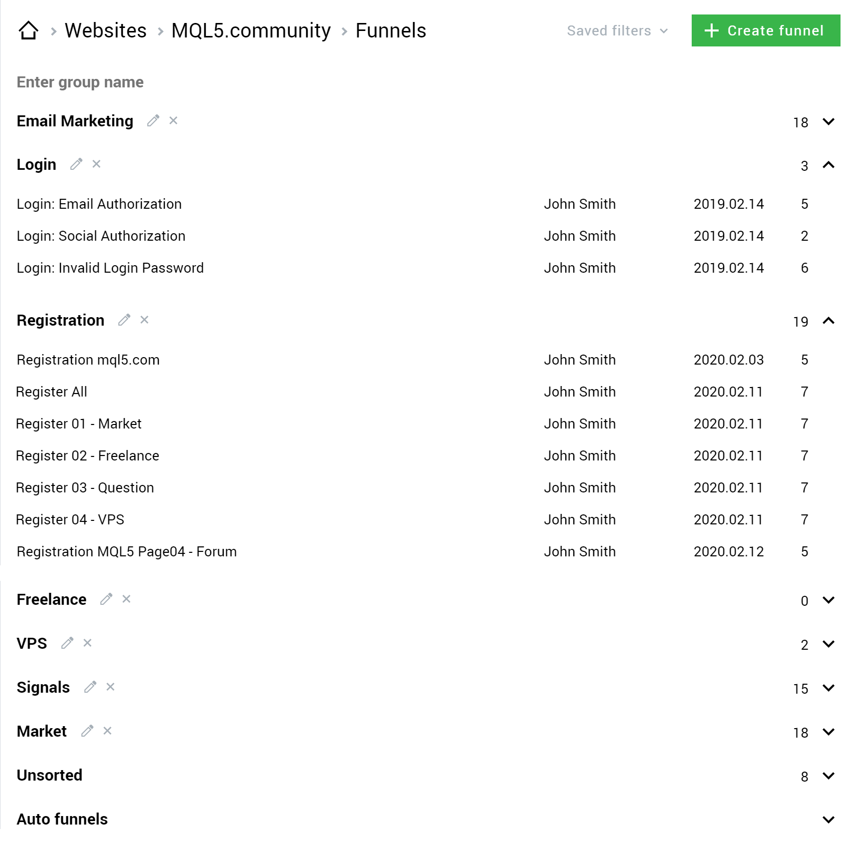 Allowing users to find the right funnel in a much easier way