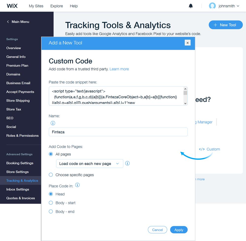 Navigieren Sie zu Settings \ Tracking & Analytics