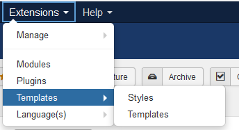 Go to Extensions Menu > Templates > Templates