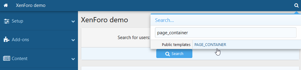 Click on the PAGE_CONTAINER template