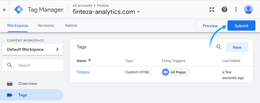 Publique los cambios en el sitio web