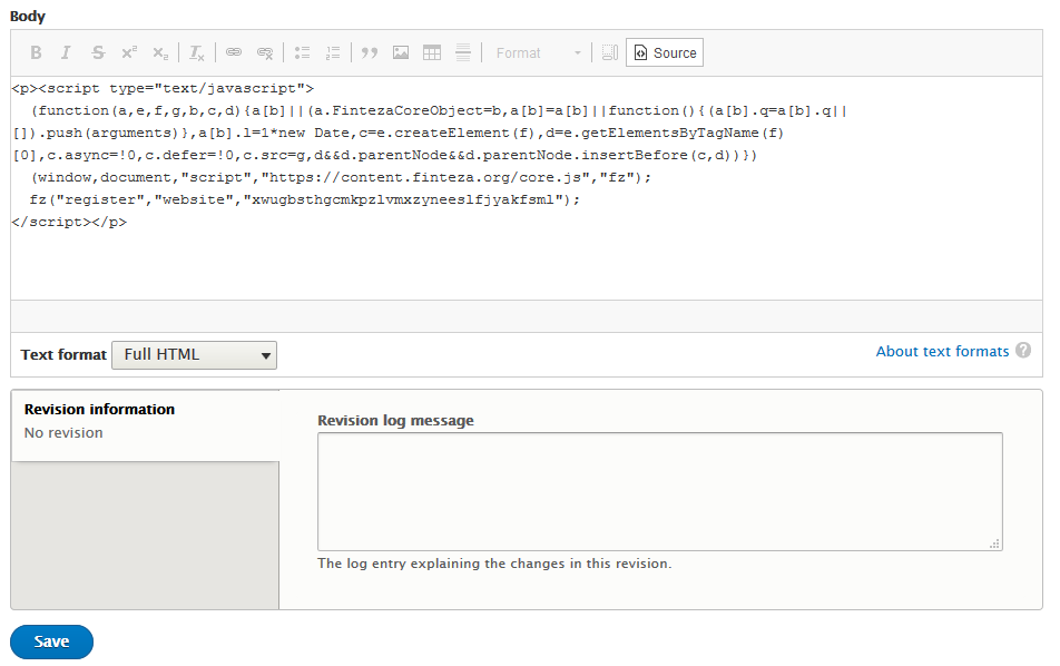 Collez le code et enregistrez les modifications