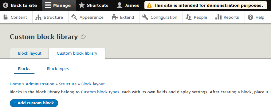 Fai clic su Add custom block