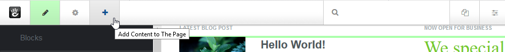 Fai clic su "+" per aggiungere un nuovo blocco alla pagina