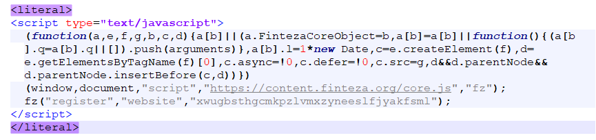 結果のFintezaコードをPrestaShopテンプレートに貼り付けます