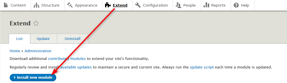Installeer de downloaded Finteza plugin in het Uitbreiden gedeelte