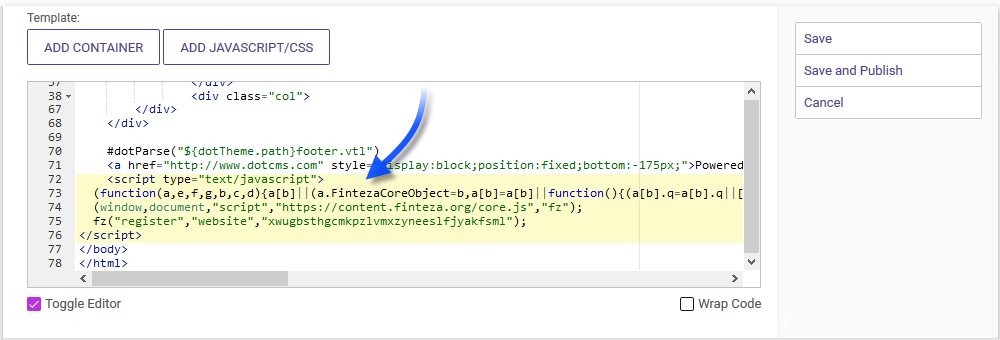 Wklej kod Fintezy przed tagami </body></html>.