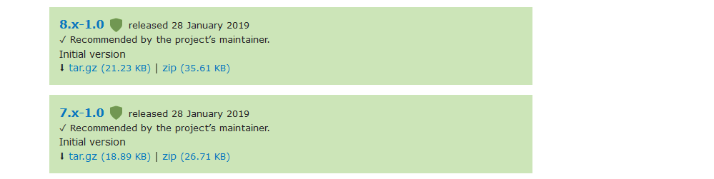 Faça o download do plug-in Finteza para a sua versão do Drupal