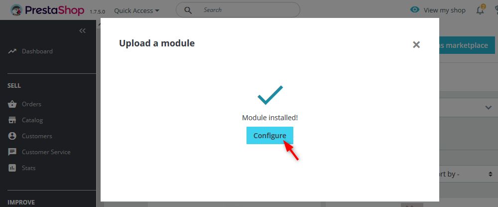 Загрузите скачанный ZIP-файл c плагином и нажмите Configure