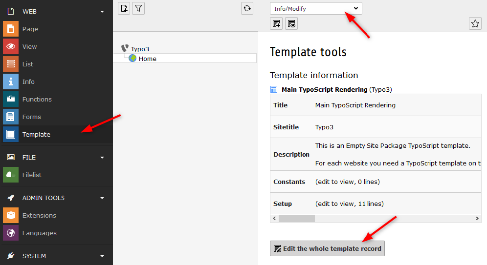 Кликните на кнопке "Edit the whole templated record"