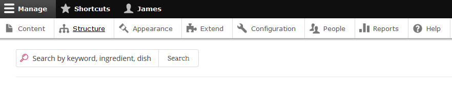 Site kontrol panelinden Structure bölümüne tıklayın