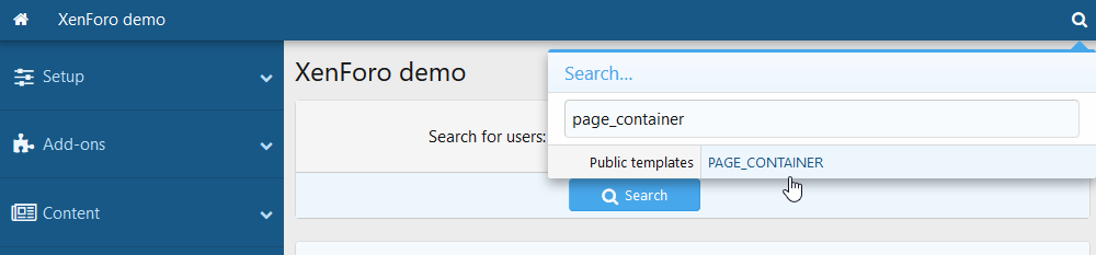 PAGE_CONTAINER şablonuna tıklayın